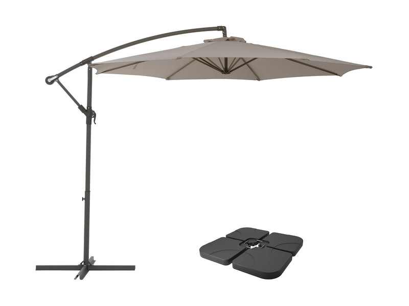 grey offset patio umbrella with base 400 Series product image CorLiving