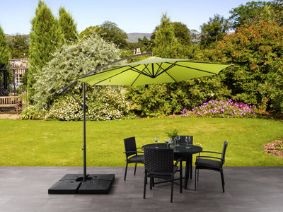 lime green offset patio umbrella with base 400 Series lifestyle scene CorLiving#color_ppu-lime-green