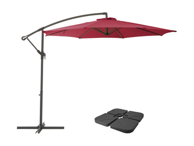 wine red offset patio umbrella with base 400 Series product image CorLiving#color_ppu-wine-red
