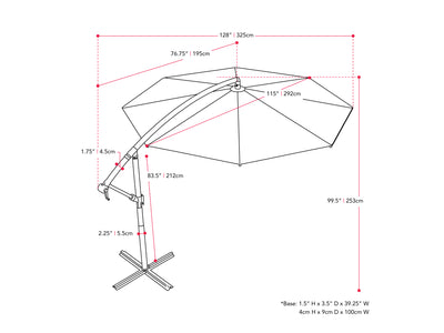 turquoise blue offset patio umbrella 400 Series measurements diagram CorLiving#color_ppu-turquoise-blue