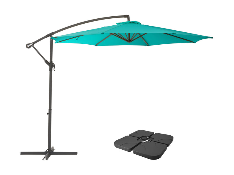 turquoise blue offset patio umbrella with base 400 Series product image CorLiving
