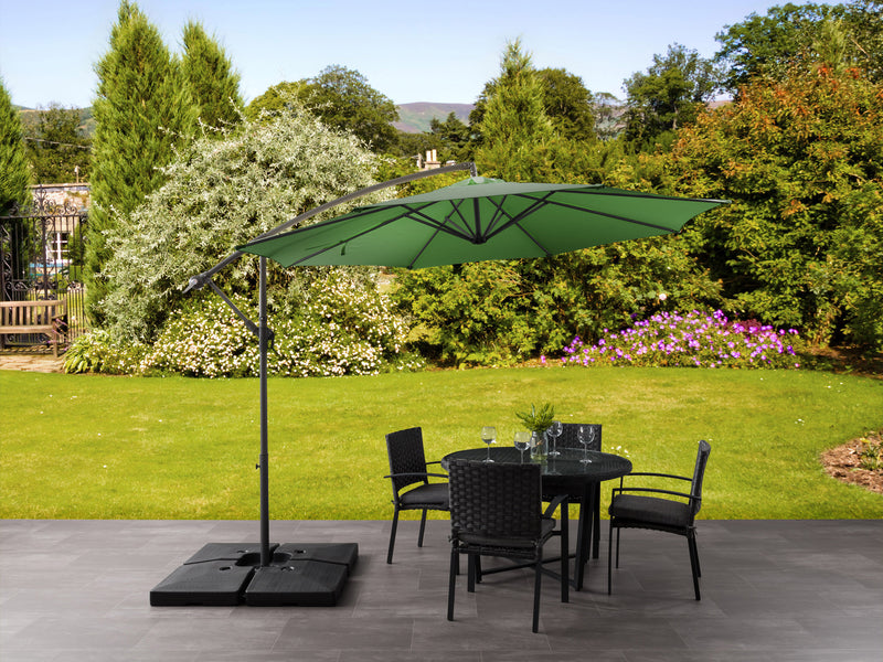 forest green offset patio umbrella 400 Series lifestyle scene CorLiving