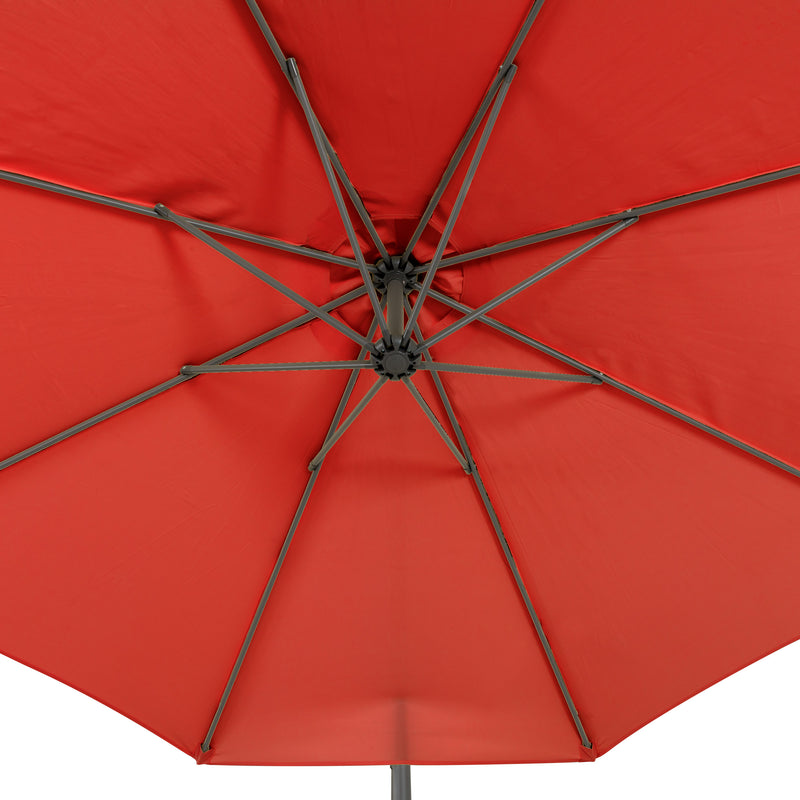 crimson red offset patio umbrella with base 400 Series detail image CorLiving