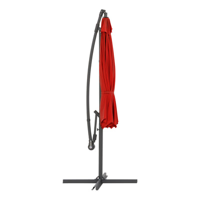 crimson red offset patio umbrella with base 400 Series product image CorLiving#color_ppu-crimson-red