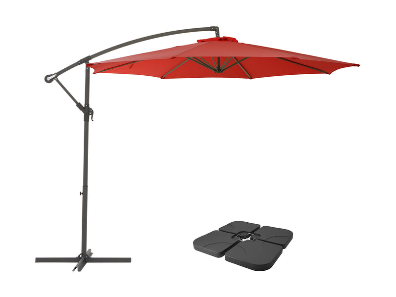 crimson red offset patio umbrella with base 400 Series product image CorLiving
