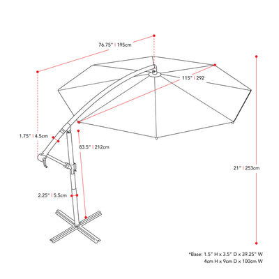 lime green offset patio umbrella with base 400 Series measurements diagram CorLiving#color_ppu-lime-green