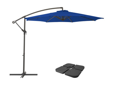 cobalt blue offset patio umbrella with base 400 Series product image CorLiving#color_ppu-cobalt-blue