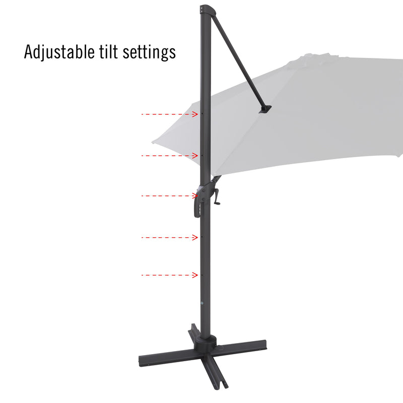 black deluxe offset patio umbrella with base 500 Series detail image CorLiving