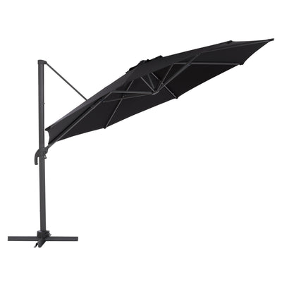black deluxe offset patio umbrella with base 500 Series product image CorLiving#color_ppu-black