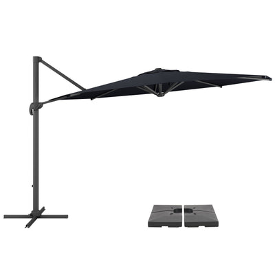 black deluxe offset patio umbrella with base 500 Series product image CorLiving#color_ppu-black