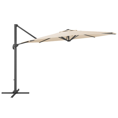 warm white deluxe offset patio umbrella with base 500 Series product image CorLiving#color_ppu-warm-white
