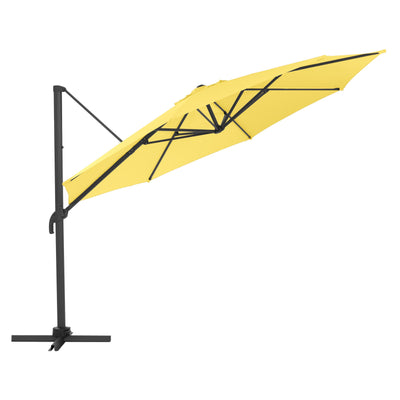 yellow deluxe offset patio umbrella with base 500 Series product image CorLiving#color_ppu-yellow