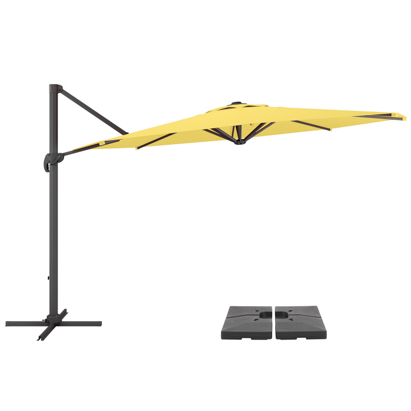 yellow deluxe offset patio umbrella with base 500 Series product image CorLiving
