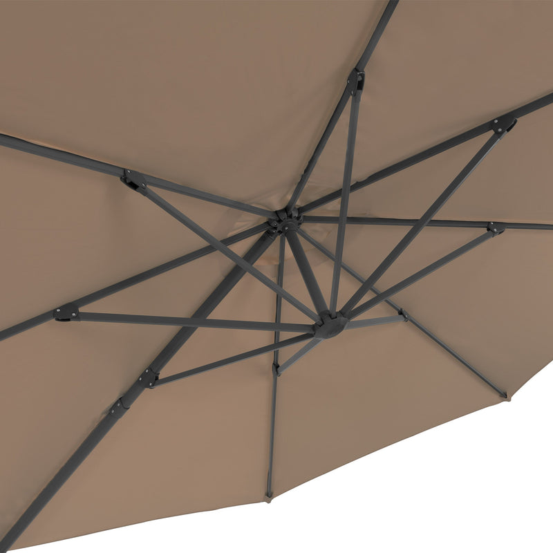 brown deluxe offset patio umbrella with base 500 Series detail image CorLiving