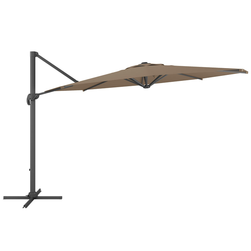 brown deluxe offset patio umbrella with base 500 Series product image CorLiving