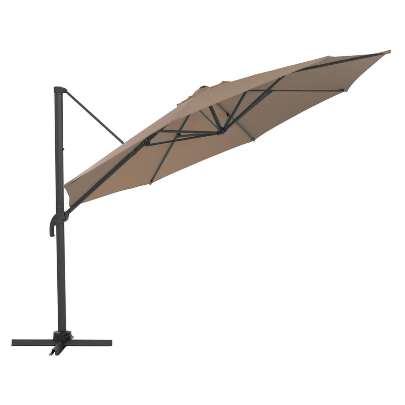 brown deluxe offset patio umbrella with base 500 Series product image CorLiving