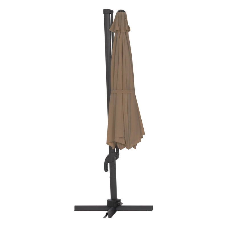 brown deluxe offset patio umbrella with base 500 Series product image CorLiving