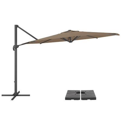 brown deluxe offset patio umbrella with base 500 Series product image CorLiving#color_ppu-brown