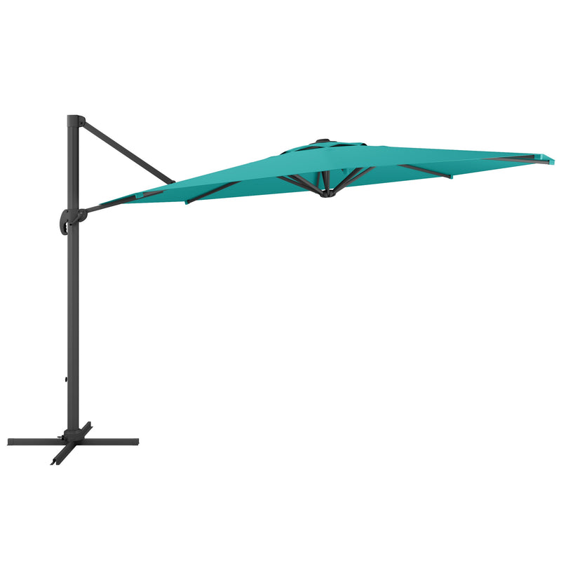 turquoise blue deluxe offset patio umbrella with base 500 Series product image CorLiving
