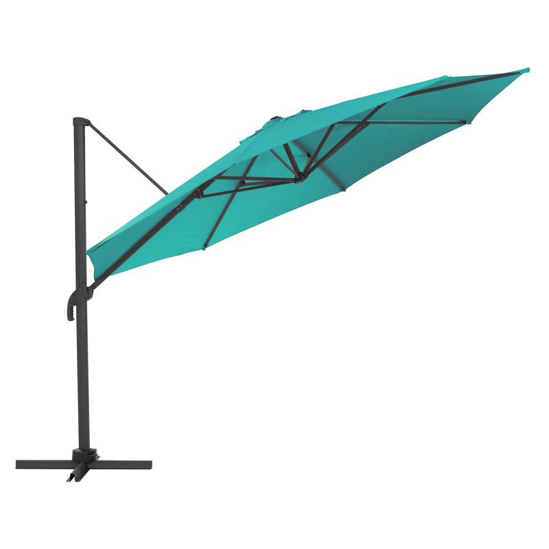 turquoise blue deluxe offset patio umbrella with base 500 Series product image CorLiving