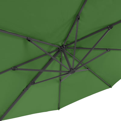 forest green deluxe offset patio umbrella with base 500 Series detail image CorLiving#color_ppu-forest-green