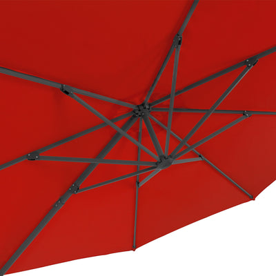 crimson red deluxe offset patio umbrella with base 500 Series detail image CorLiving#color_ppu-crimson-red