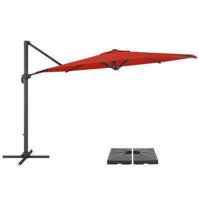 crimson red deluxe offset patio umbrella with base 500 Series product image CorLiving#color_ppu-crimson-red