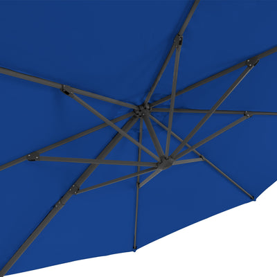 cobalt blue deluxe offset patio umbrella with base 500 Series detail image CorLiving#color_ppu-cobalt-blue