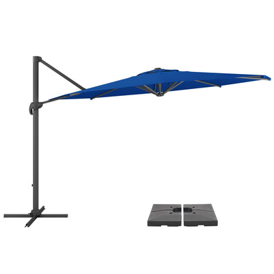 cobalt blue deluxe offset patio umbrella with base 500 Series product image CorLiving#color_ppu-cobalt-blue