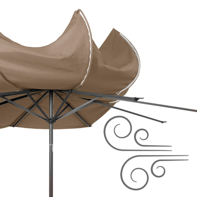 sandy brown large patio umbrella, tilting with base 700 Series product image CorLiving#color_ppu-sandy-brown