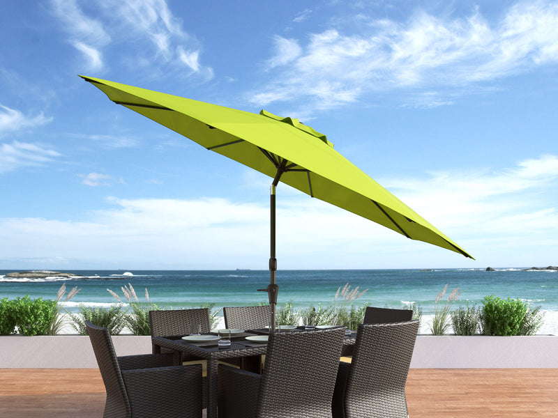 lime green large patio umbrella, tilting with base 700 Series lifestyle scene CorLiving