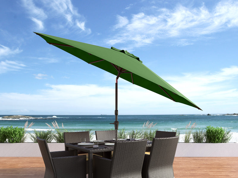 forest green large patio umbrella, tilting 700 Series lifestyle scene CorLiving