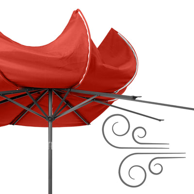 crimson red large patio umbrella, tilting with base 700 Series product image CorLiving#color_ppu-crimson-red
