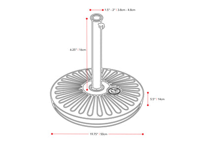  round umbrella base CorLiving measurements diagram CorLiving