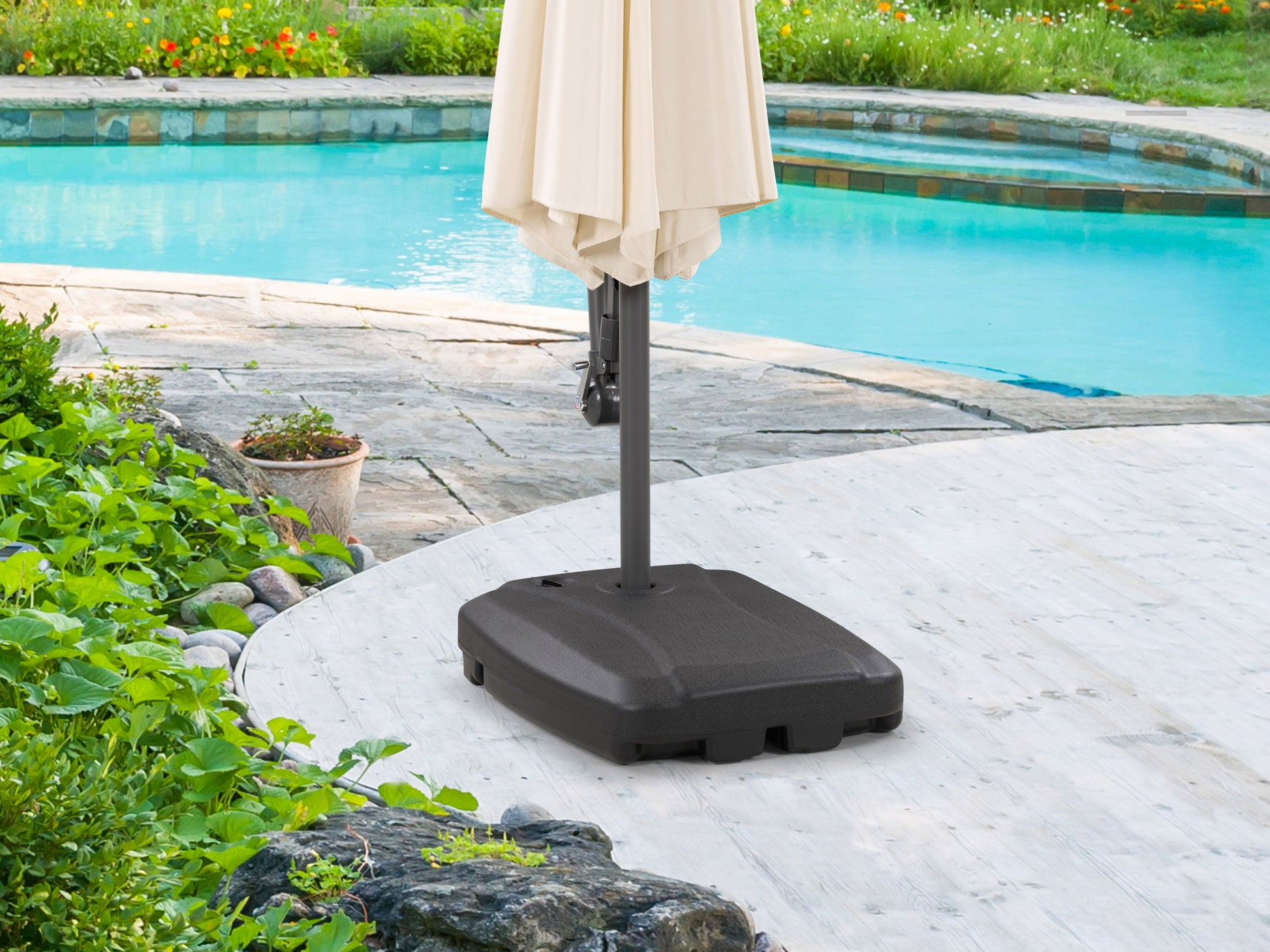 corliving grey patio umbrella stand Umbrella Base with Wheels