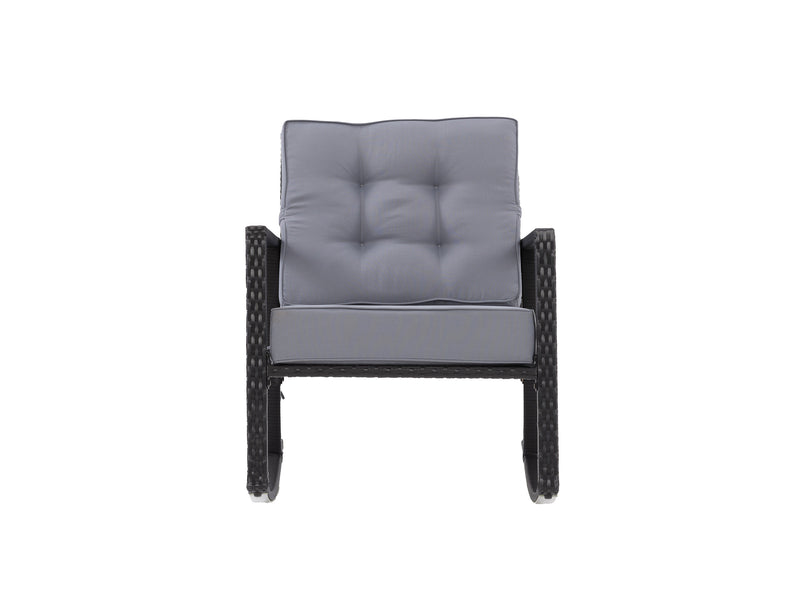 black and ash grey Wicker Outdoor Rocking Chair Parksville Collection product image by CorLiving