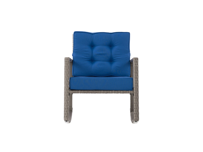 blended grey and oxford blue Wicker Outdoor Rocking Chair Parksville Collection product image by CorLiving