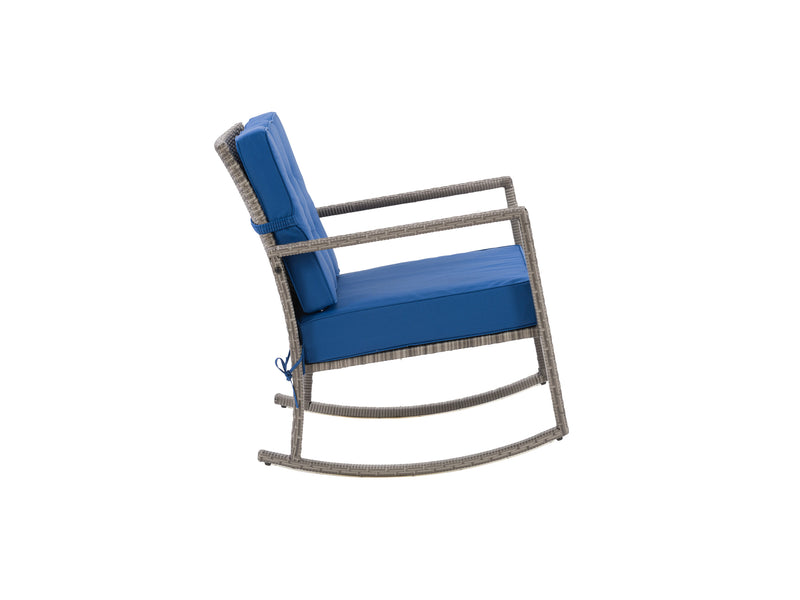 blended grey and oxford blue Wicker Outdoor Rocking Chair Parksville Collection product image by CorLiving