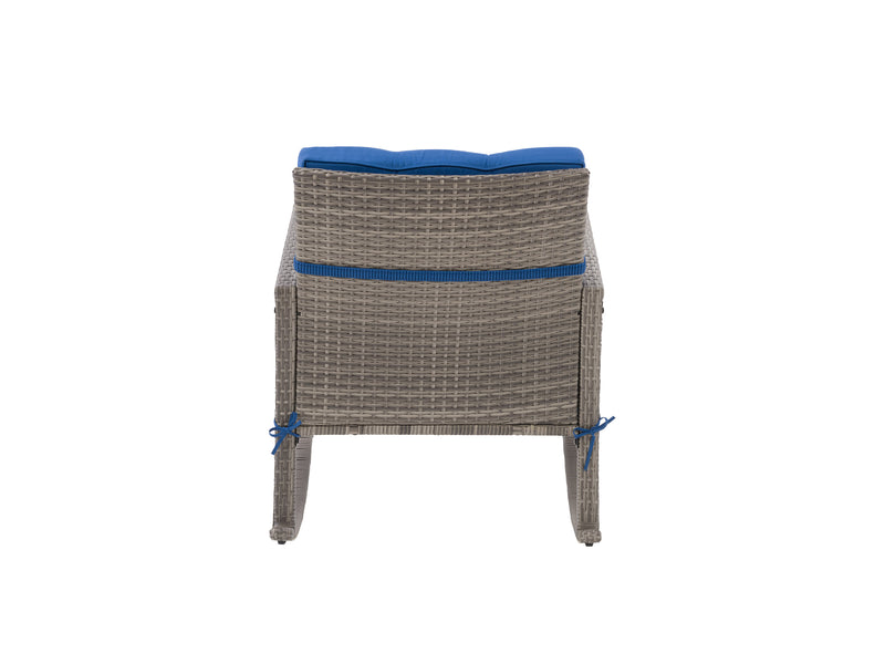 blended grey and oxford blue Wicker Outdoor Rocking Chair Parksville Collection product image by CorLiving