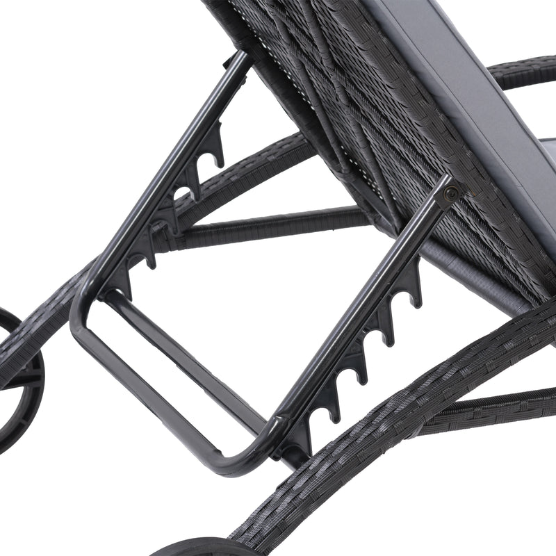 black and ash grey Outdoor Wicker Lounge Chair Parksville Collection detail image by CorLiving