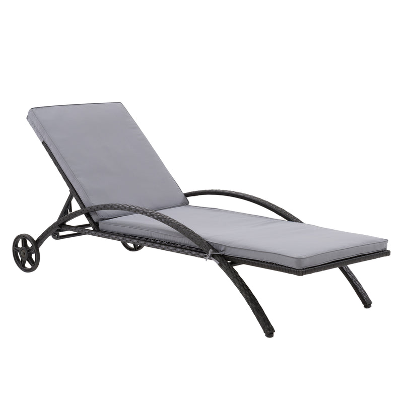 black and ash grey Outdoor Wicker Lounge Chair Parksville Collection product image by CorLiving
