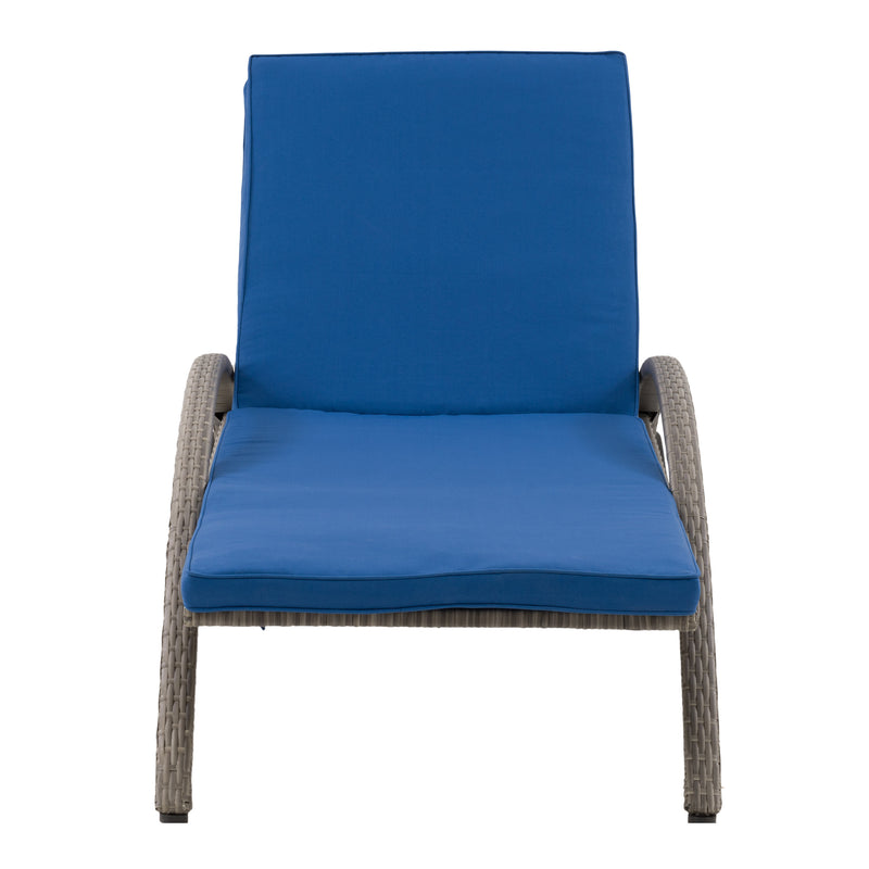 blended grey and oxford blue Outdoor Wicker Lounge Chair Parksville Collection product image by CorLiving