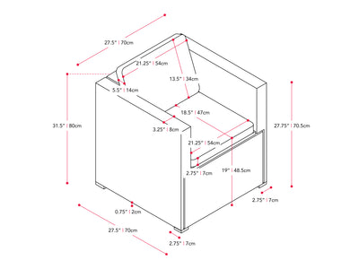 black and ash grey Wicker Armchair Parksville Collection measurements diagram by CorLiving#color_black-and-ash-grey