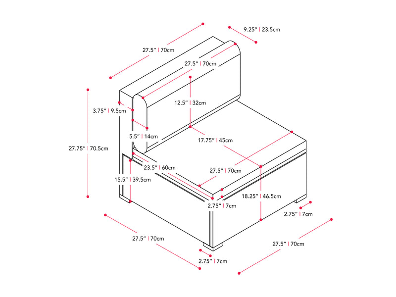 black and ash grey Wicker Patio Chair Parksville Collection measurements diagram by CorLiving