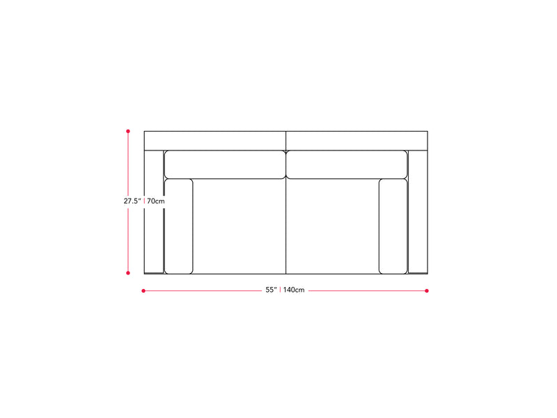 black and ash grey Outdoor Loveseat, 2pc Parksville Collection measurements diagram by CorLiving