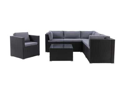 black and ash grey Outdoor Sectional Set, 7pc Parksville Collection product image by CorLiving#color_black-and-ash-grey