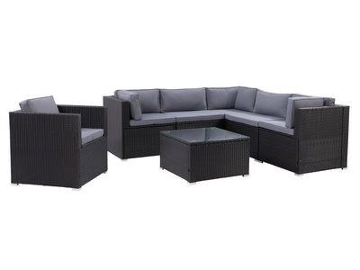 black and ash grey Outdoor Sectional Set, 7pc Parksville Collection product image by CorLiving#color_black-and-ash-grey