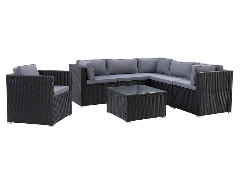 black and ash grey Outdoor Sectional Set, 7pc Parksville Collection product image by CorLiving