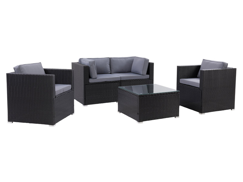 black and ash grey Outdoor Sofa Set, 5pc Parksville Collection product image by CorLiving