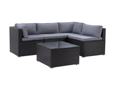 black and ash grey 5-Piece Patio Wicker Sectional Set Parksville Collection product image by CorLiving#color_black-and-ash-grey